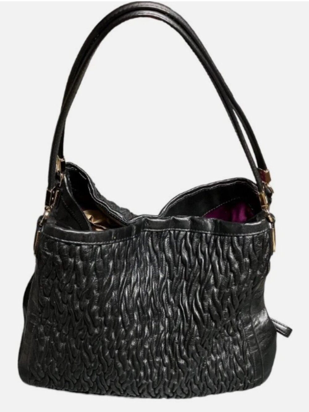 COACH MADISON PHOEBE GATHERED TWIST LEATHER SHOULDER BAG